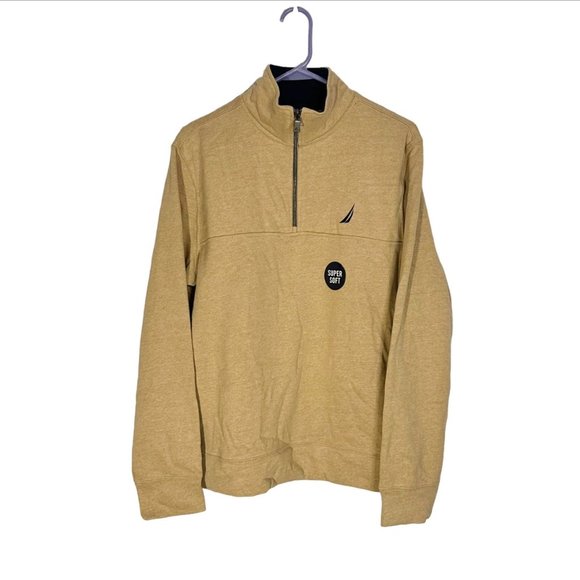 Nautica Other - Nautica Men's Sweatshirt 1/4 Zip Super‎ Soft Pull Over Fleece Tan size S NWT